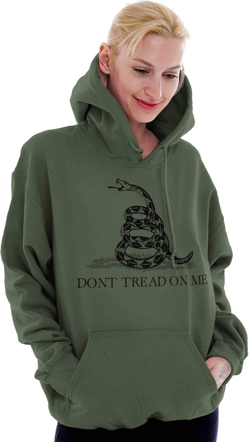 image:imageBrisco Brands Patriotic Gadsden Flag Snake Hoodie Sweatshirt Women MenMilitary Green