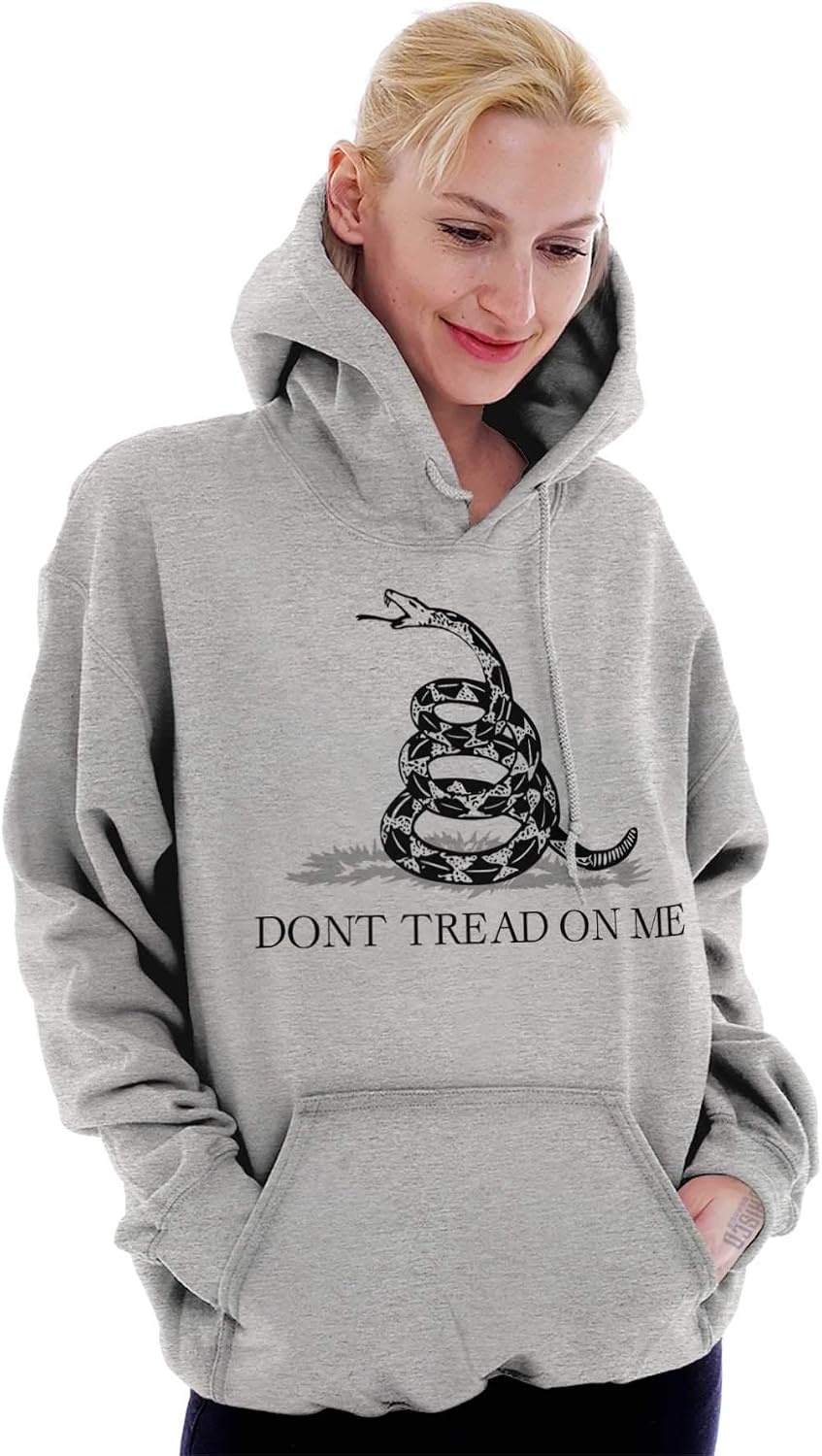 image:imageBrisco Brands Patriotic Gadsden Flag Snake Hoodie Sweatshirt Women MenSport Grey