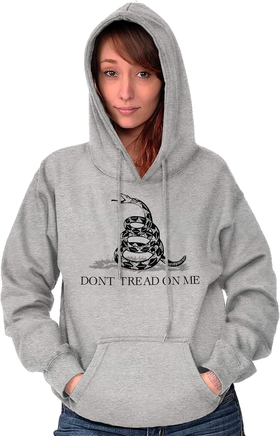 image:imageBrisco Brands Patriotic Gadsden Flag Snake Hoodie Sweatshirt Women MenSport Grey