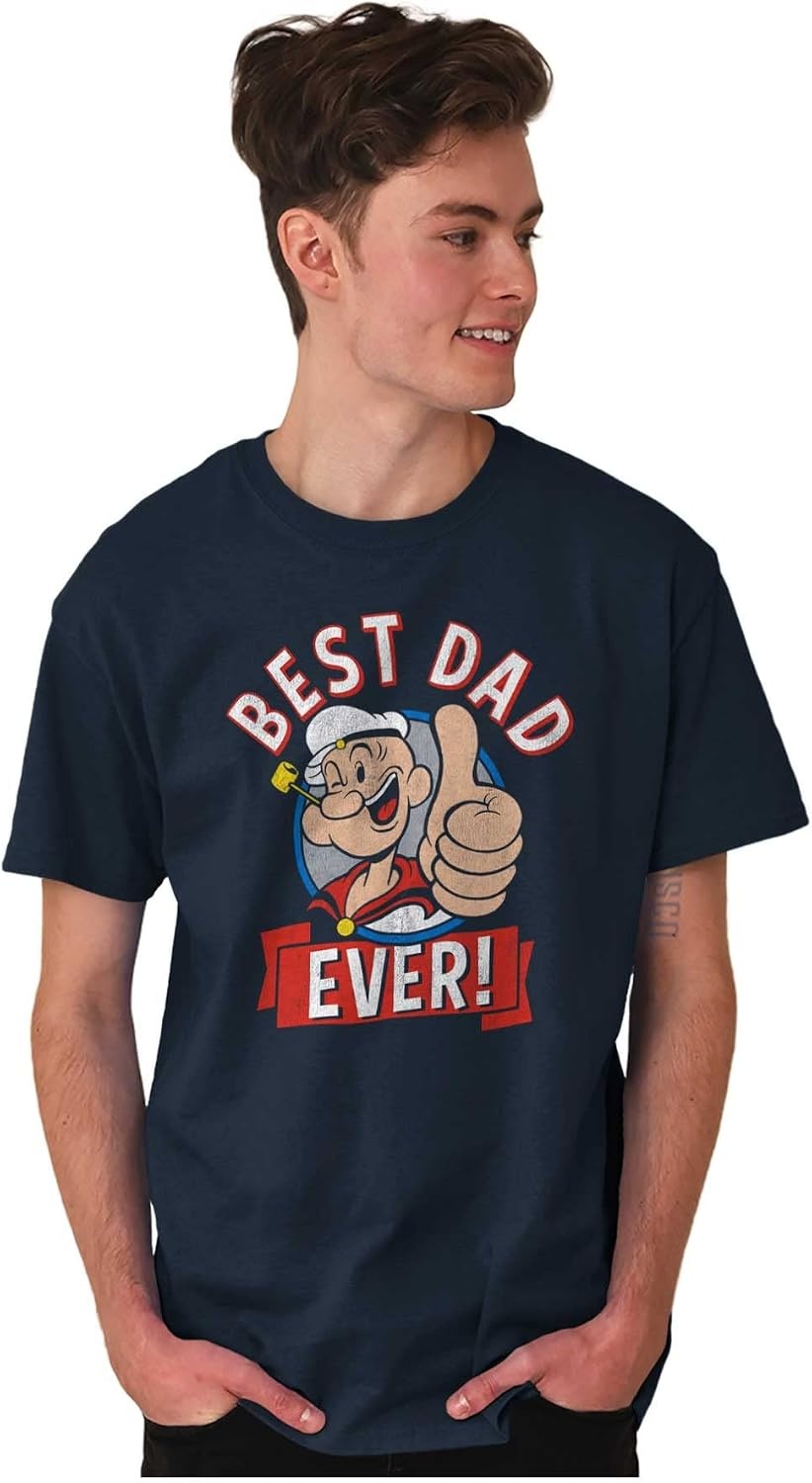 image:imageBrisco Brands Popeye Cartoon Best Dad Ever Father Mens Graphic T Shirt TeesNavy