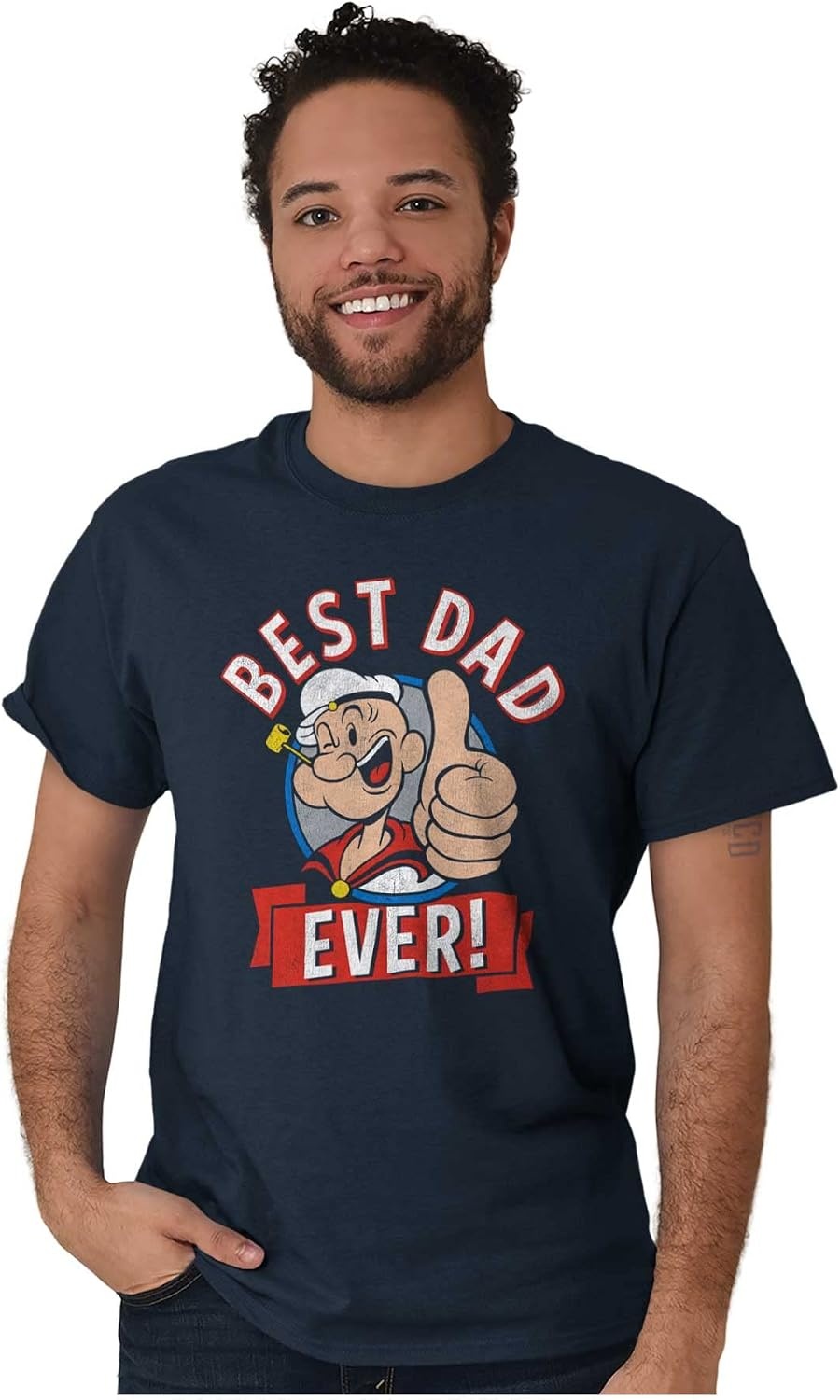 image:imageBrisco Brands Popeye Cartoon Best Dad Ever Father Mens Graphic T Shirt TeesNavy