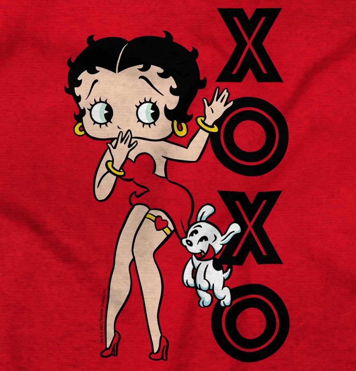 image:imageBrisco Brands Retro Betty Boop XOXO Puppy Love Women Crewneck SweatshirtRed