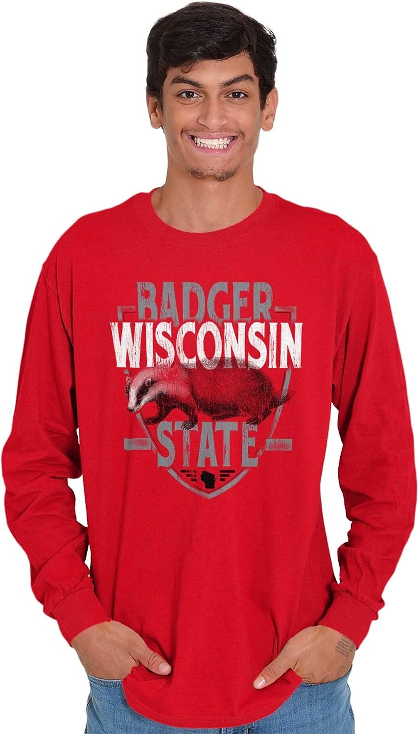 image:imageBrisco Brands Wisconsin Wispy Pride Cool Athletic Long Sleeve Tshirt Men WomenRed