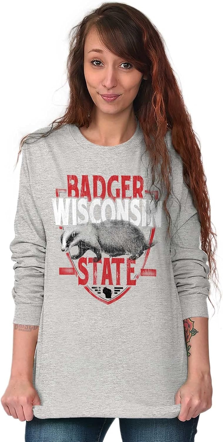 image:imageBrisco Brands Wisconsin Wispy Pride Cool Athletic Long Sleeve Tshirt Men WomenSport Grey
