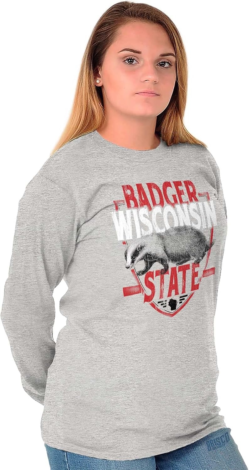 image:imageBrisco Brands Wisconsin Wispy Pride Cool Athletic Long Sleeve Tshirt Men WomenSport Grey