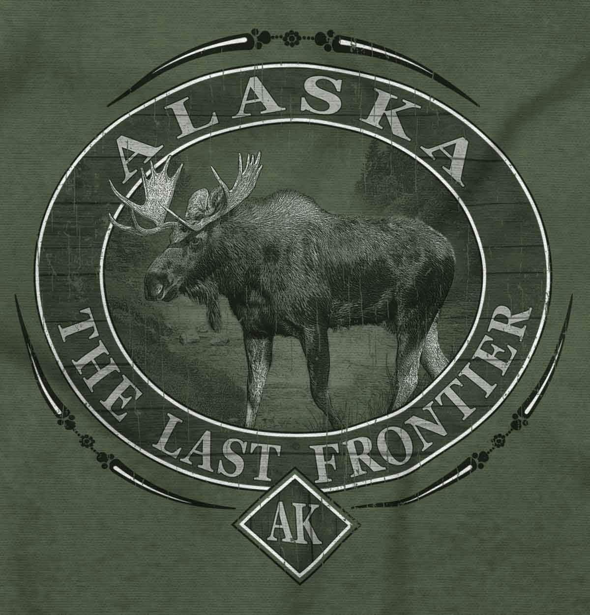 image:imageClassic Teaze American States Military Green Rugged Outdoor Moose Graphic T Shirt for Men or WomenAlaska