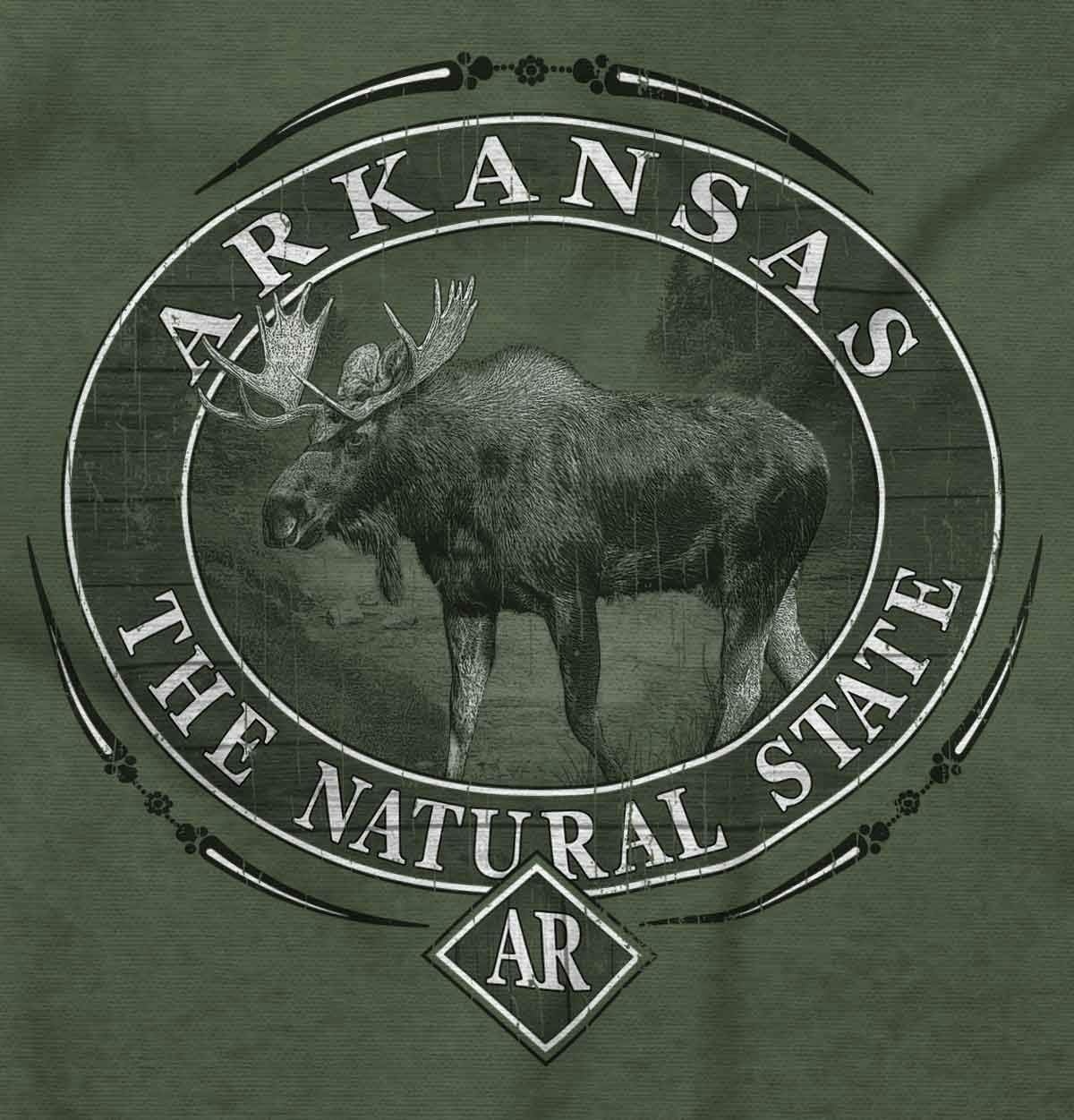 image:imageClassic Teaze American States Military Green Rugged Outdoor Moose Graphic T Shirt for Men or WomenArkansas