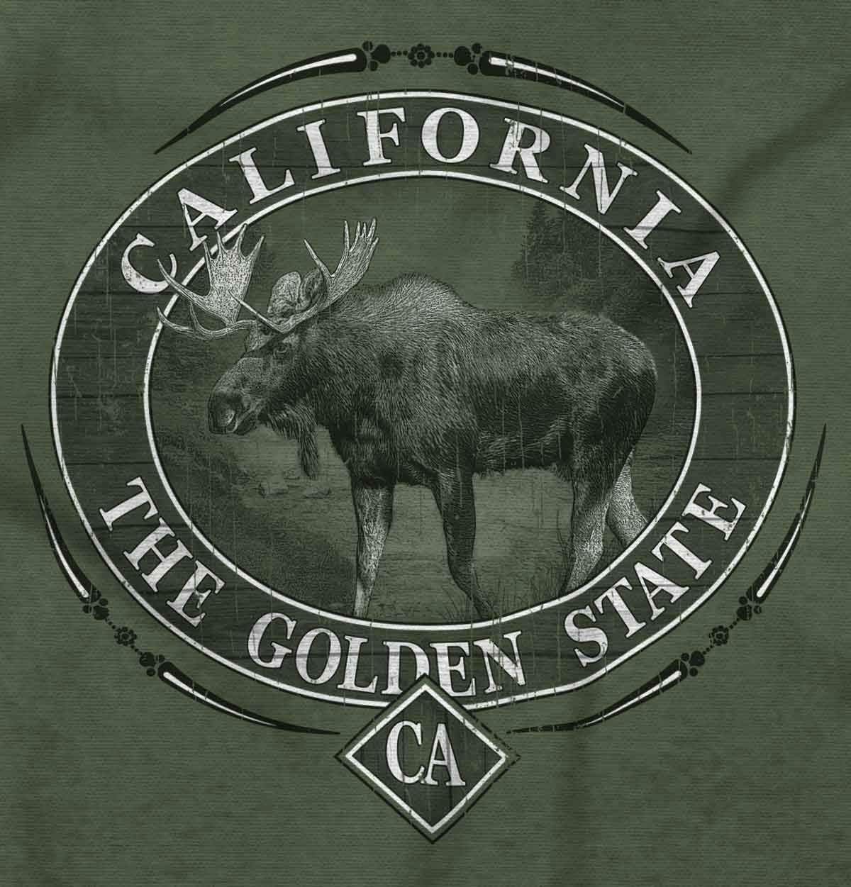 image:imageClassic Teaze American States Military Green Rugged Outdoor Moose Graphic T Shirt for Men or WomenCalifornia