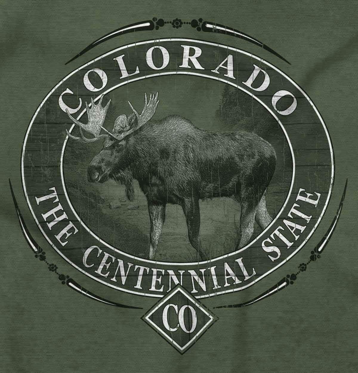 image:imageClassic Teaze American States Military Green Rugged Outdoor Moose Graphic T Shirt for Men or WomenColorado