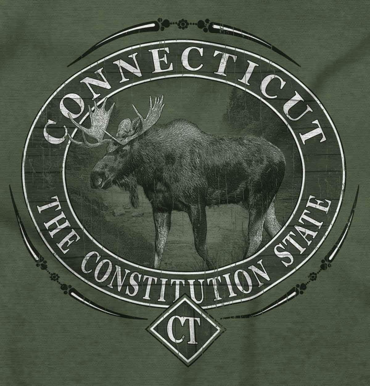 image:imageClassic Teaze American States Military Green Rugged Outdoor Moose Graphic T Shirt for Men or WomenConnecticut