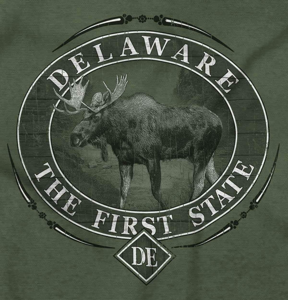 image:imageClassic Teaze American States Military Green Rugged Outdoor Moose Graphic T Shirt for Men or WomenDelaware