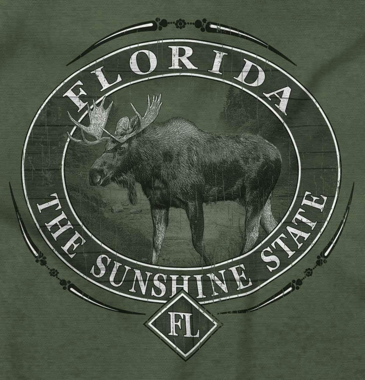image:imageClassic Teaze American States Military Green Rugged Outdoor Moose Graphic T Shirt for Men or WomenFlorida
