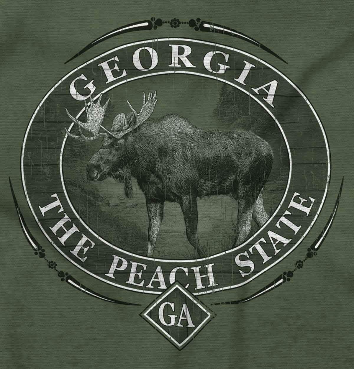 image:imageClassic Teaze American States Military Green Rugged Outdoor Moose Graphic T Shirt for Men or WomenGeorgia