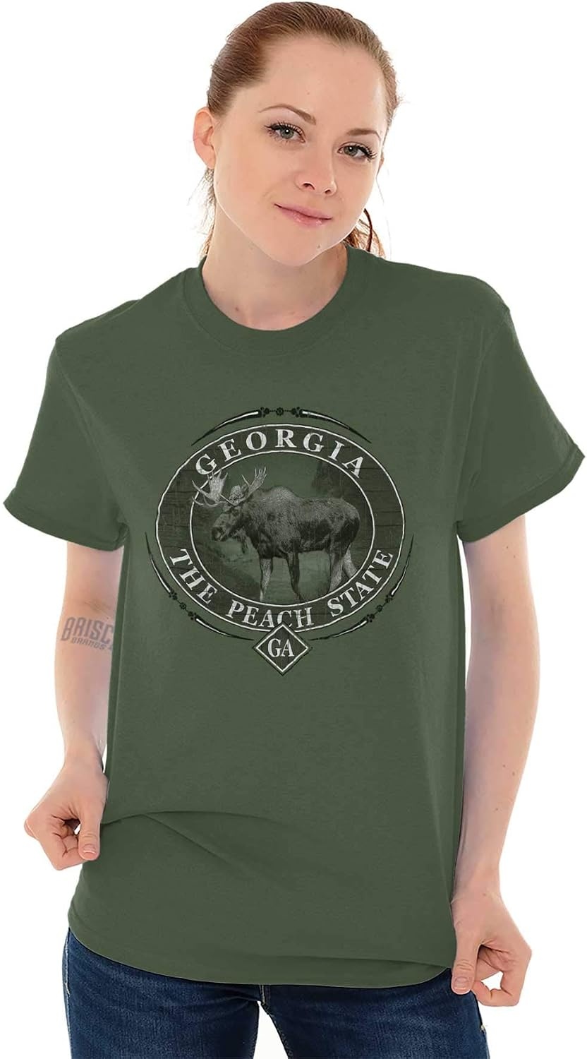 image:imageClassic Teaze American States Military Green Rugged Outdoor Moose Graphic T Shirt for Men or WomenGeorgia
