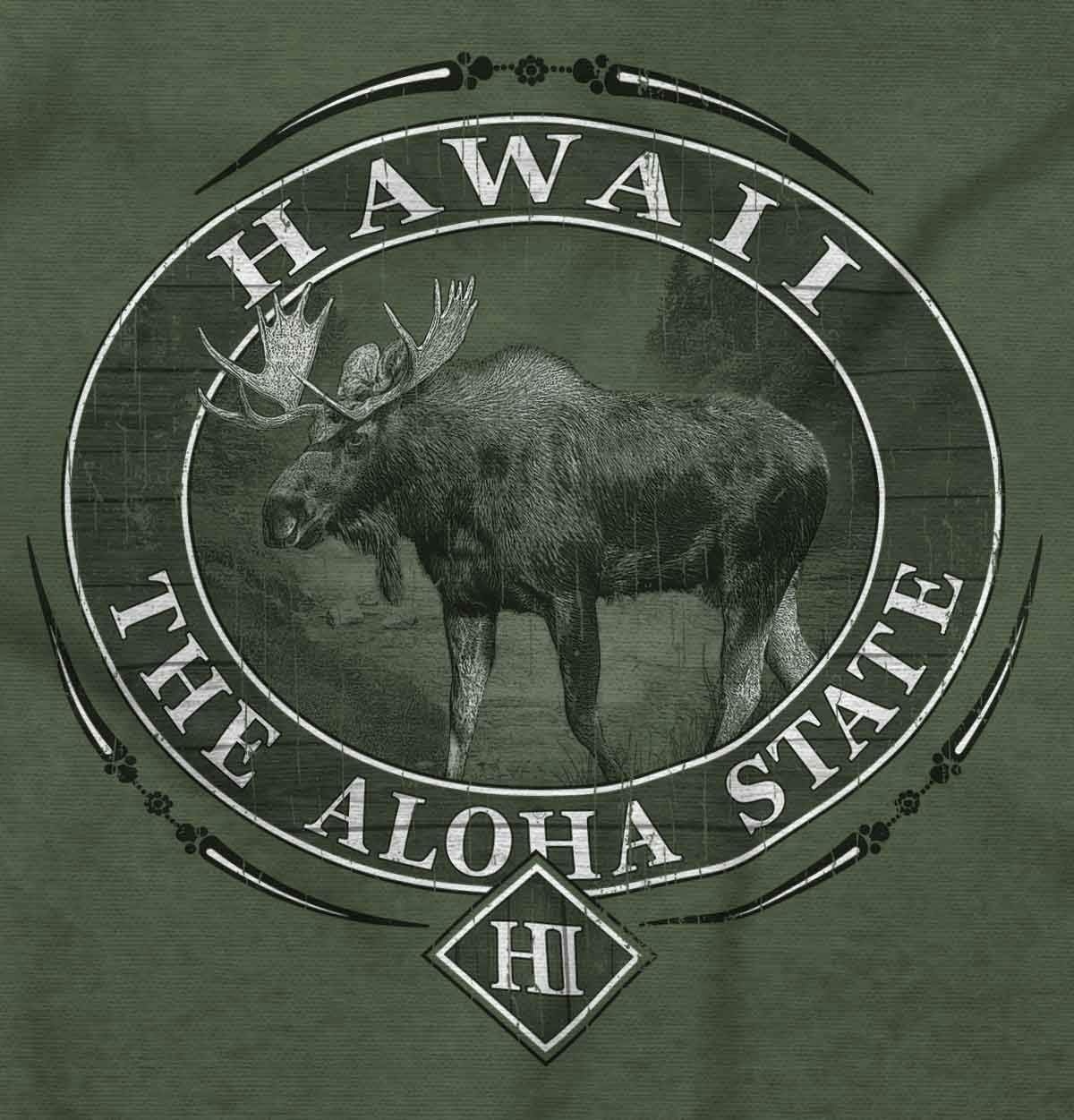 image:imageClassic Teaze American States Military Green Rugged Outdoor Moose Graphic T Shirt for Men or WomenHawaii