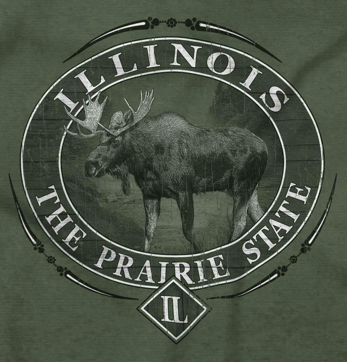 image:imageClassic Teaze American States Military Green Rugged Outdoor Moose Graphic T Shirt for Men or WomenIllinois