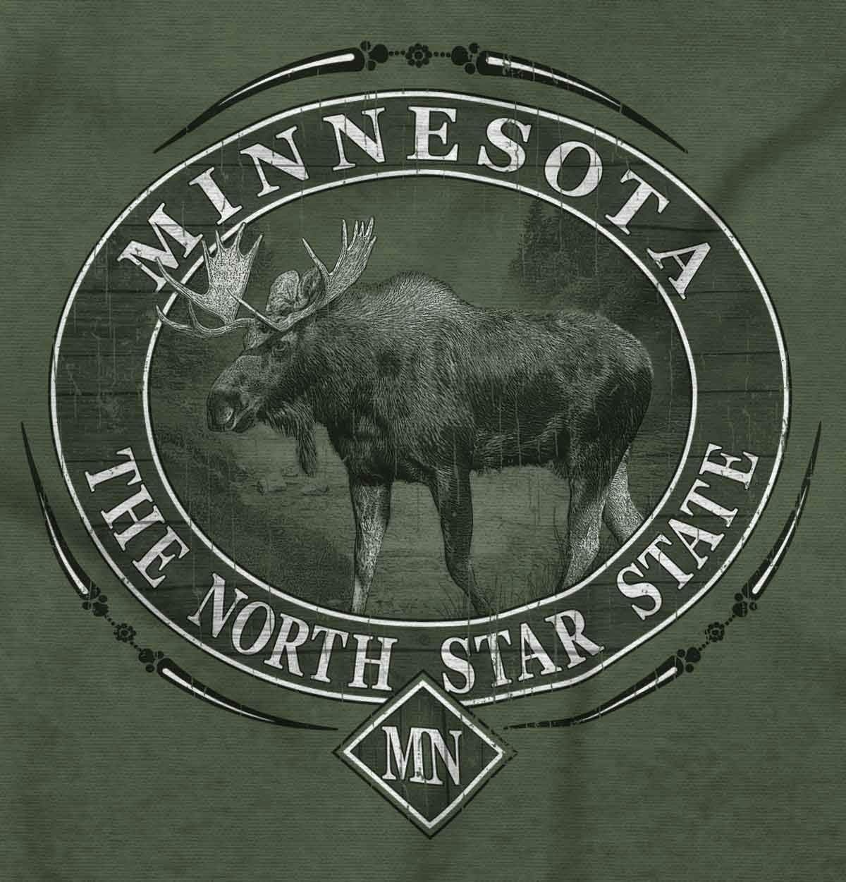 image:imageClassic Teaze American States Military Green Rugged Outdoor Moose Graphic T Shirt for Men or WomenMinnesota