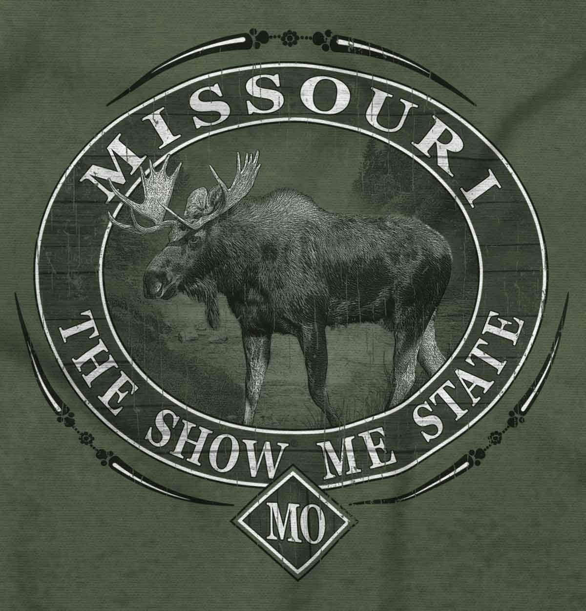 image:imageClassic Teaze American States Military Green Rugged Outdoor Moose Graphic T Shirt for Men or WomenMissouri