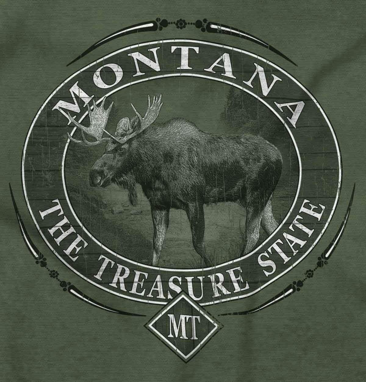 image:imageClassic Teaze American States Military Green Rugged Outdoor Moose Graphic T Shirt for Men or WomenMontana
