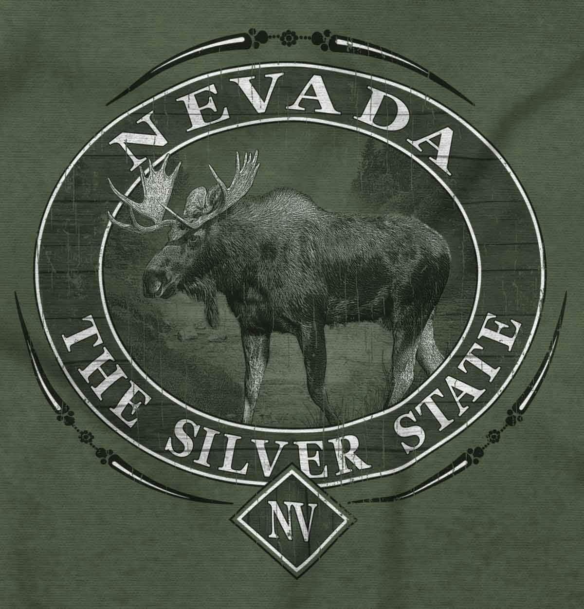 image:imageClassic Teaze American States Military Green Rugged Outdoor Moose Graphic T Shirt for Men or WomenNevada
