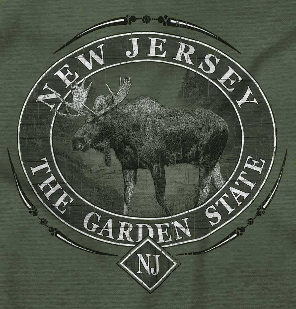 image:imageClassic Teaze American States Military Green Rugged Outdoor Moose Graphic T Shirt for Men or WomenNew Jersey
