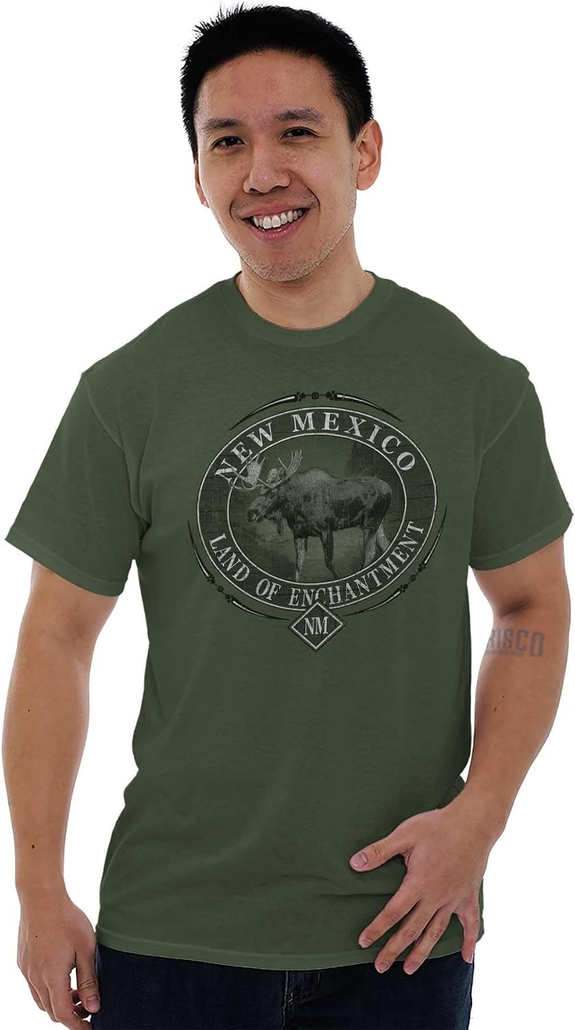 image:imageClassic Teaze American States Military Green Rugged Outdoor Moose Graphic T Shirt for Men or WomenNew Mexico