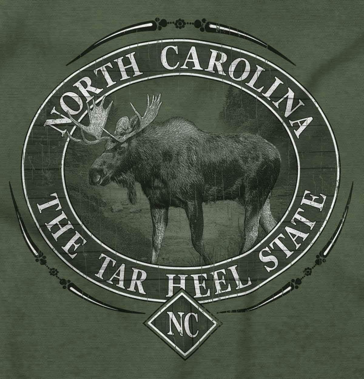 image:imageClassic Teaze American States Military Green Rugged Outdoor Moose Graphic T Shirt for Men or WomenNorth Carolina