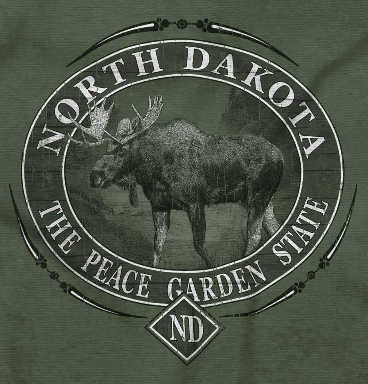 image:imageClassic Teaze American States Military Green Rugged Outdoor Moose Graphic T Shirt for Men or WomenNorth Dakota