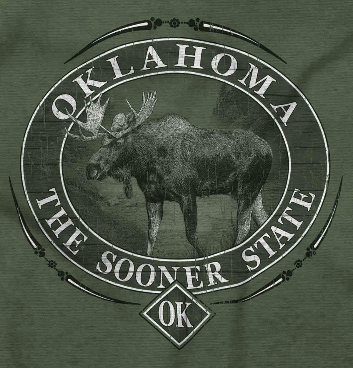 image:imageClassic Teaze American States Military Green Rugged Outdoor Moose Graphic T Shirt for Men or WomenOklahoma