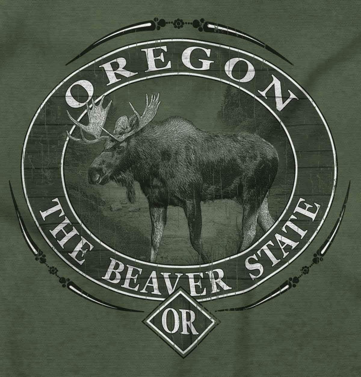 image:imageClassic Teaze American States Military Green Rugged Outdoor Moose Graphic T Shirt for Men or WomenOregon