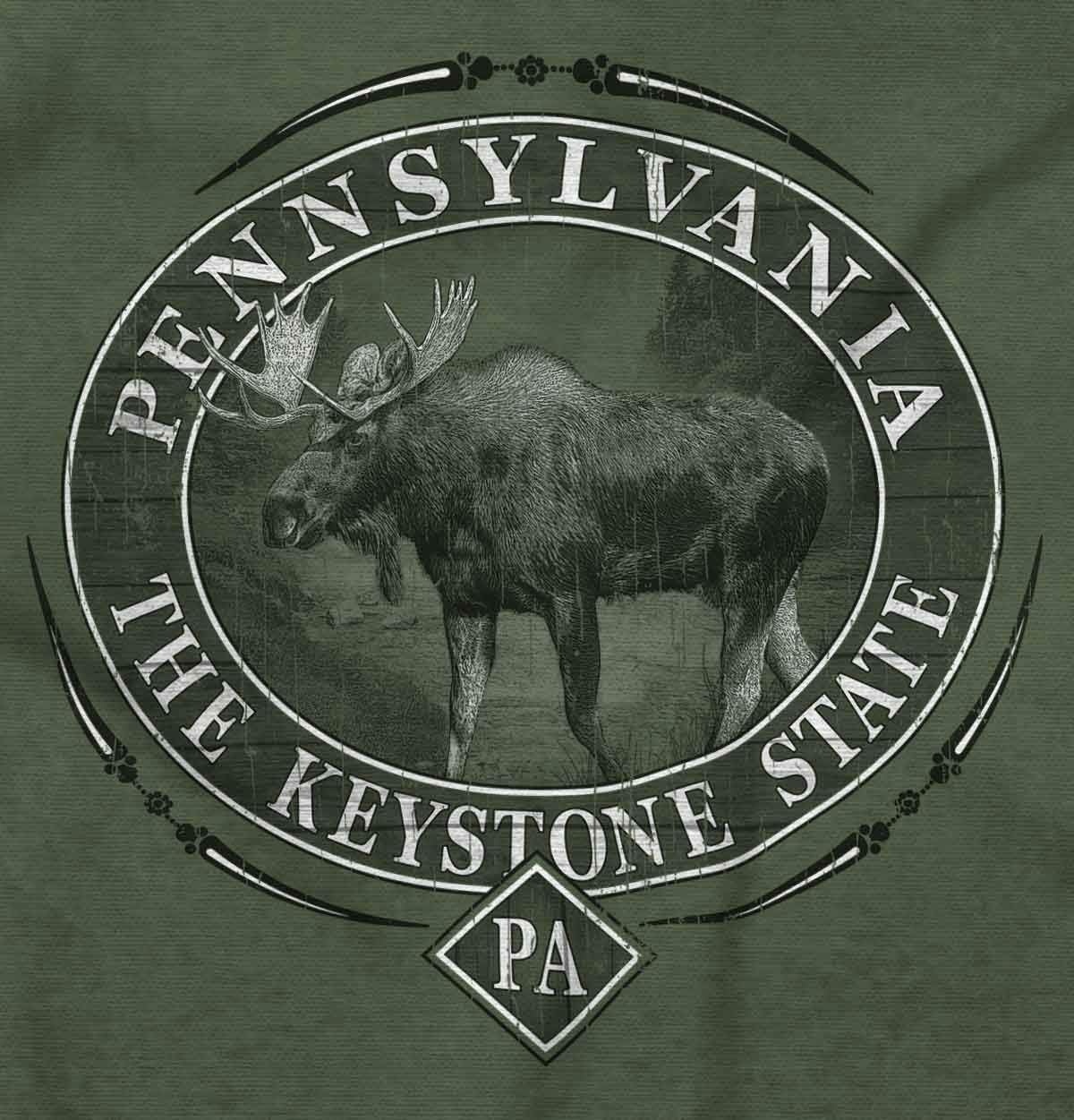 image:imageClassic Teaze American States Military Green Rugged Outdoor Moose Graphic T Shirt for Men or WomenPennsylvania