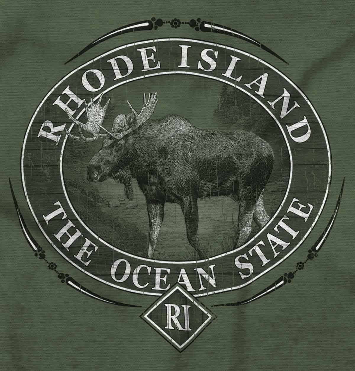 image:imageClassic Teaze American States Military Green Rugged Outdoor Moose Graphic T Shirt for Men or WomenRhode Island