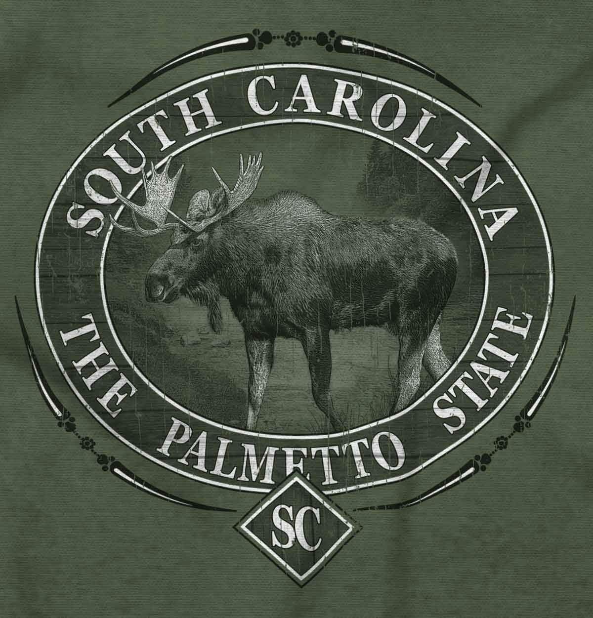 image:imageClassic Teaze American States Military Green Rugged Outdoor Moose Graphic T Shirt for Men or WomenSouth Carolina