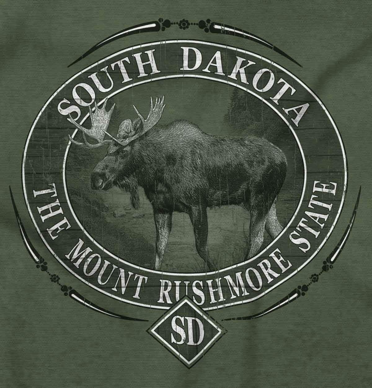 image:imageClassic Teaze American States Military Green Rugged Outdoor Moose Graphic T Shirt for Men or WomenSouth Dakota