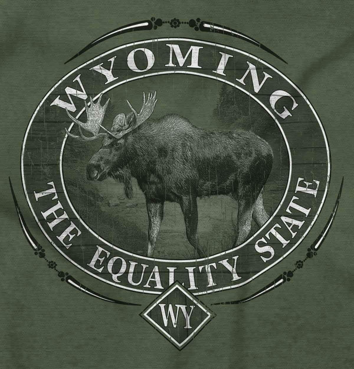image:imageClassic Teaze American States Military Green Rugged Outdoor Moose Graphic T Shirt for Men or WomenWyoming