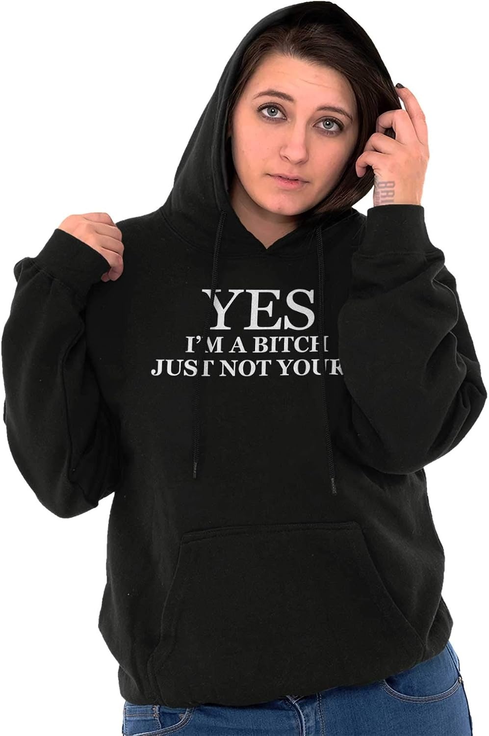 image:imageClassic Teaze Funny Yes Im a Bitch Just Not Yours Hoodie Sweatshirt WomenBlack