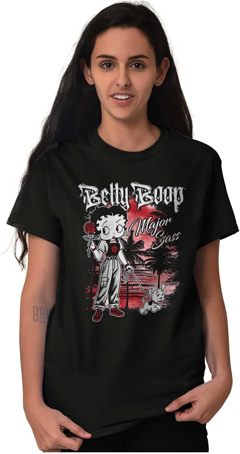 image:imageCute Betty Boop Chicana Urban Chola Cartoon Womens Graphic T Shirt TeesBlack Major Sass Dog Walker