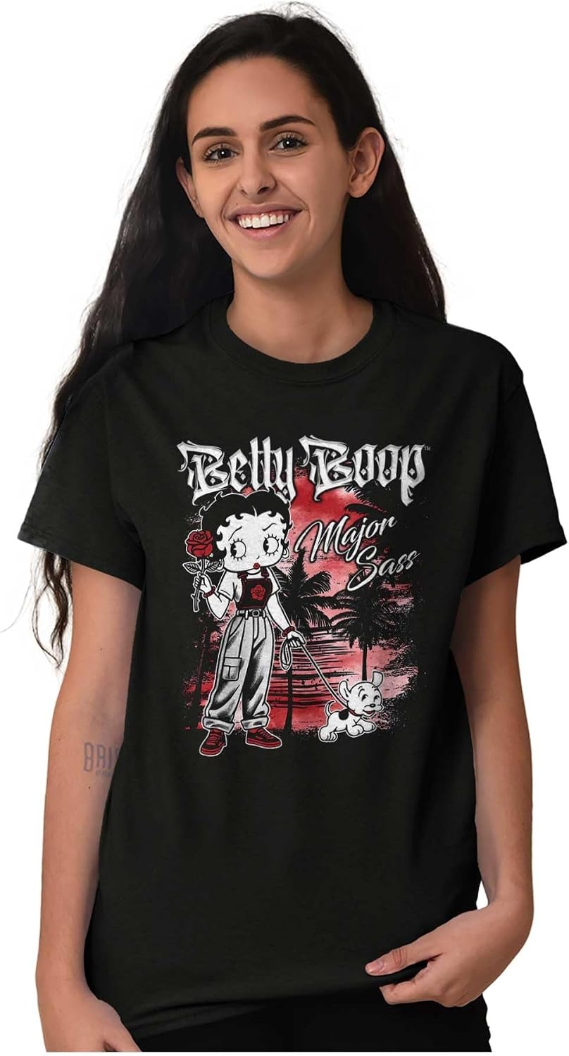 image:imageCute Betty Boop Chicana Urban Chola Cartoon Womens Graphic T Shirt TeesBlack Major Sass Dog Walker