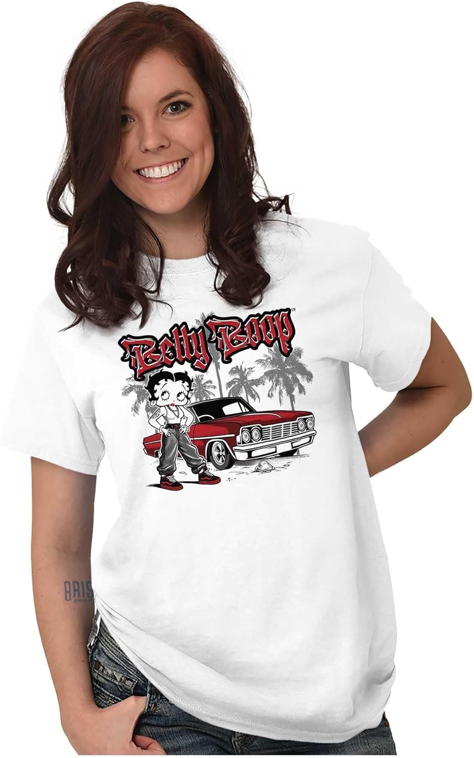 image:imageCute Betty Boop Chicana Urban Chola Cartoon Womens Graphic T Shirt TeesWhite Low Rider