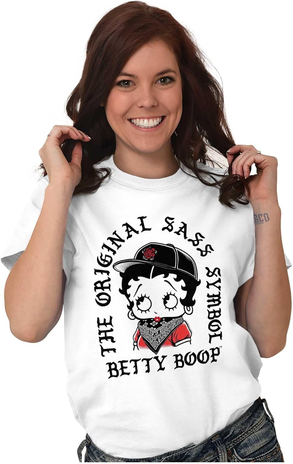 image:imageCute Betty Boop Chicana Urban Chola Cartoon Womens Graphic T Shirt TeesWhite Original Sass Symbol