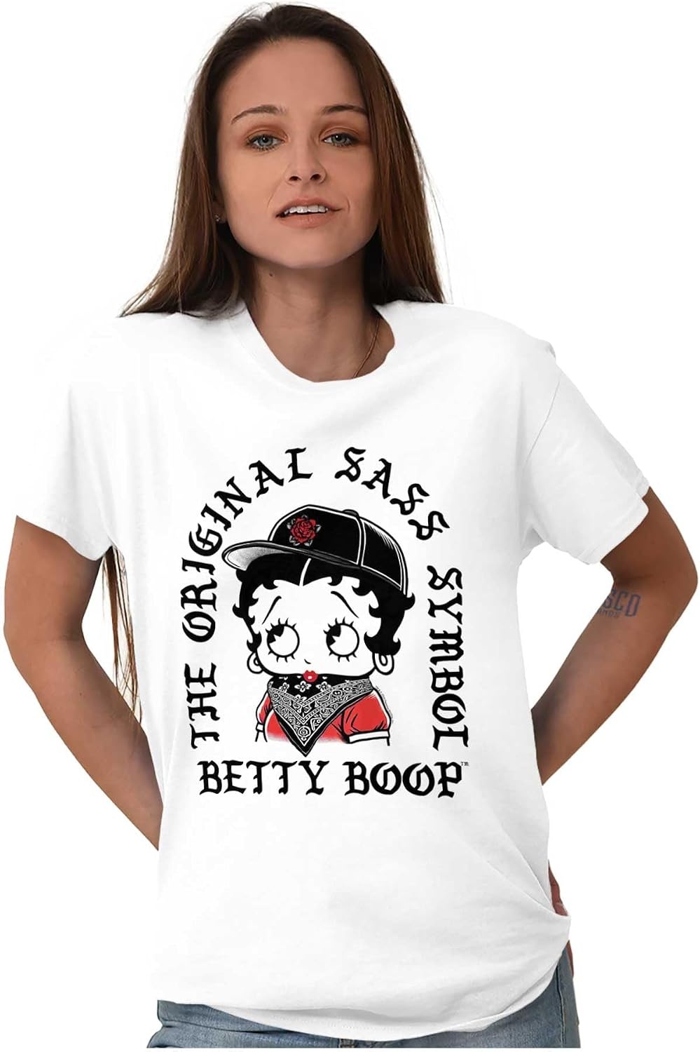 image:imageCute Betty Boop Chicana Urban Chola Cartoon Womens Graphic T Shirt TeesWhite Original Sass Symbol