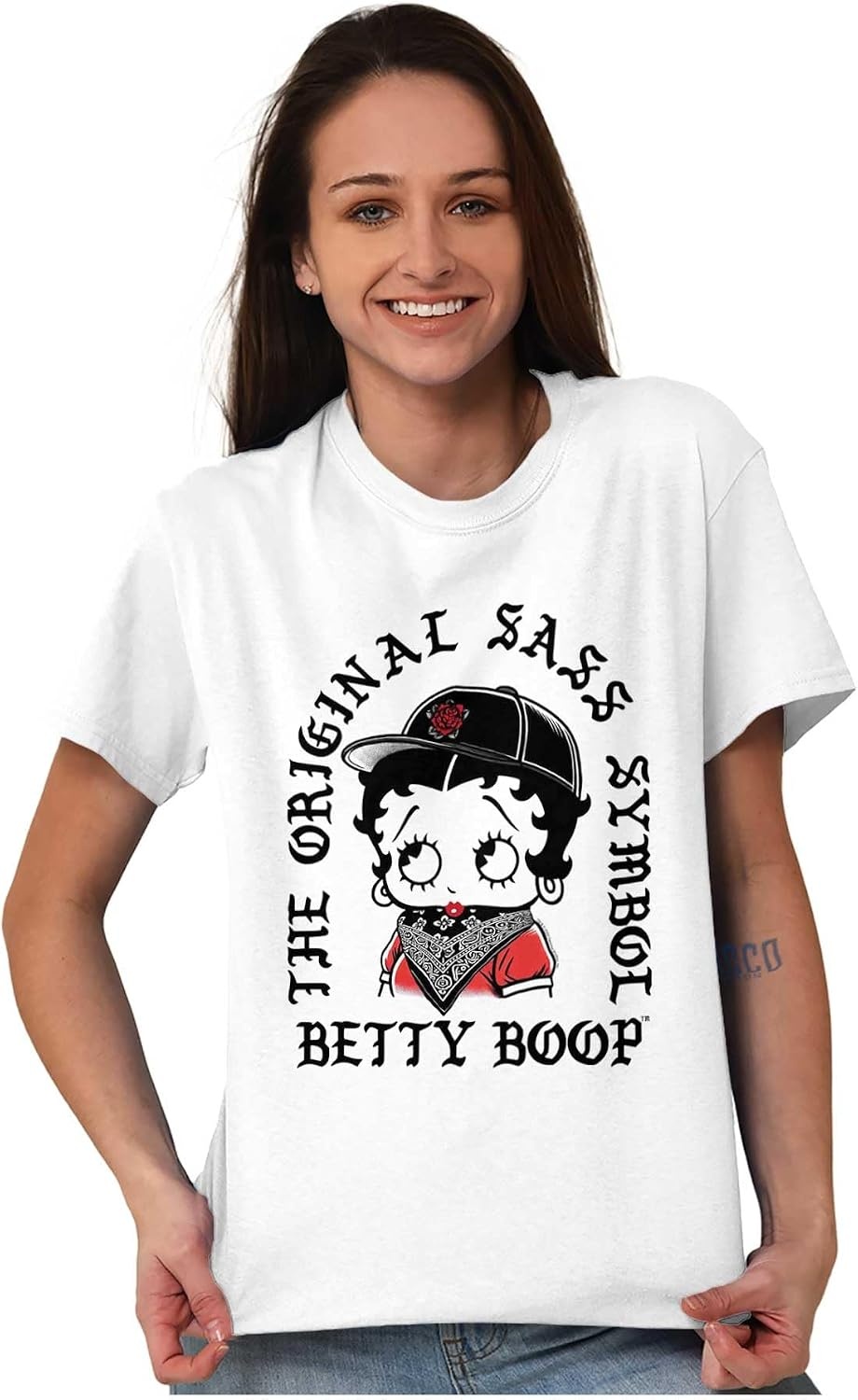 image:imageCute Betty Boop Chicana Urban Chola Cartoon Womens Graphic T Shirt TeesWhite Original Sass Symbol