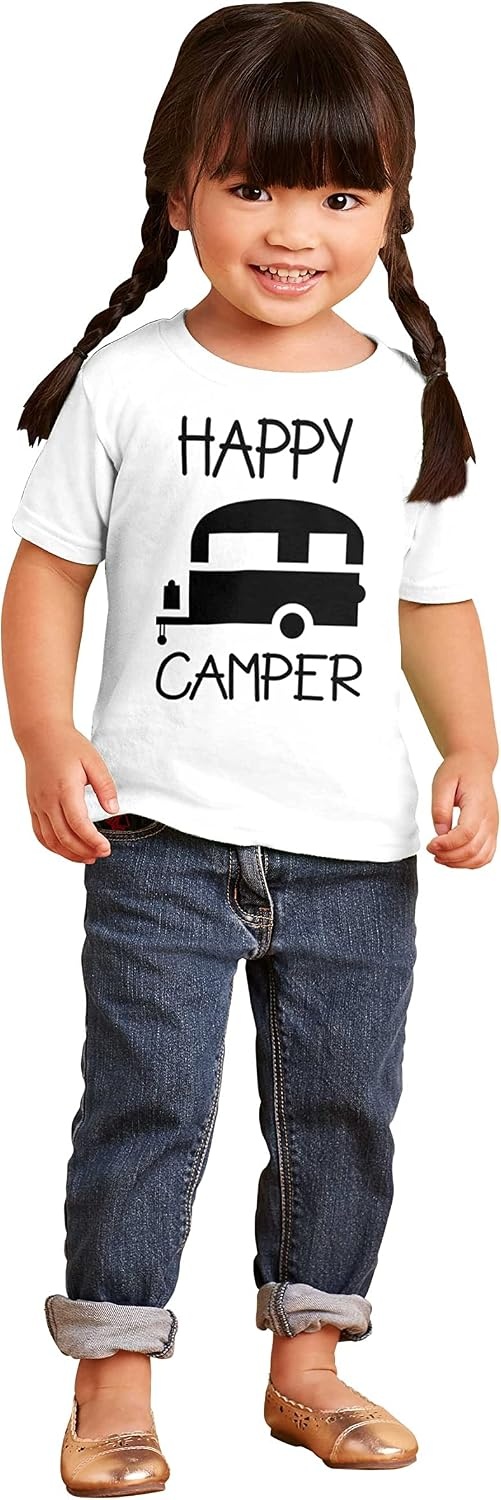 image:imageHappy Camper Outdoorsy Toddler Boy Girl T ShirtWhite