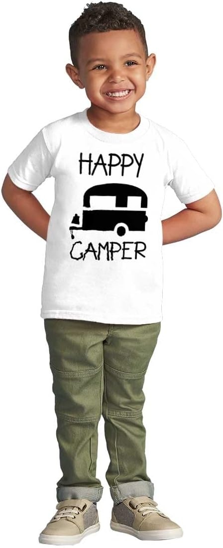 image:imageHappy Camper Outdoorsy Toddler Boy Girl T ShirtWhite