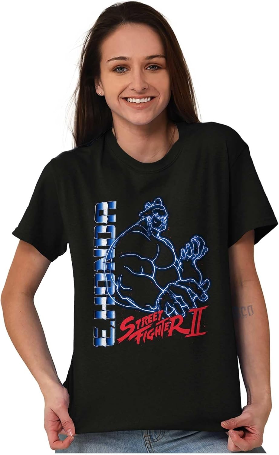 image:imageStreet Fighter II Neon Video Game Character Graphic T Shirt Men or WomenBlack E Honda