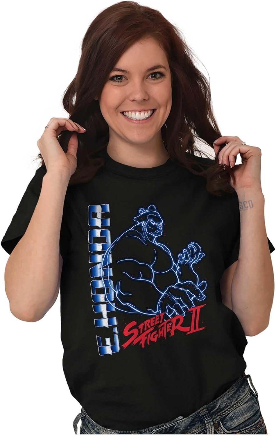 image:imageStreet Fighter II Neon Video Game Character Graphic T Shirt Men or WomenBlack E Honda