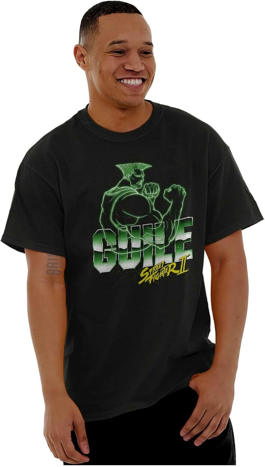 image:imageStreet Fighter II Neon Video Game Character Graphic T Shirt Men or WomenBlack Guile