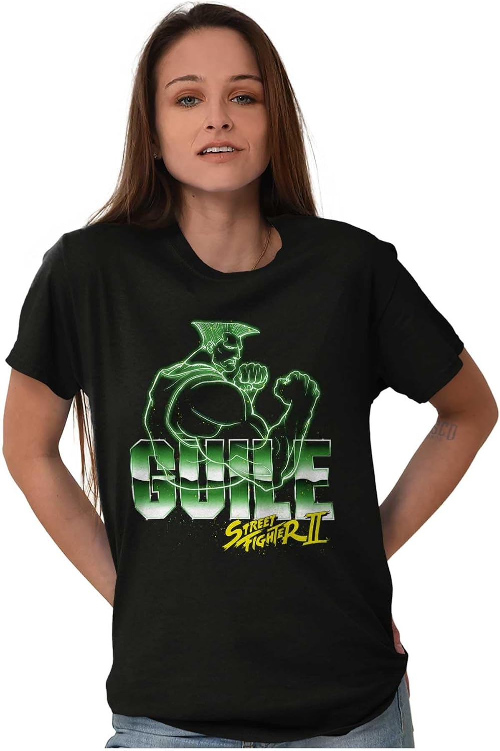 image:imageStreet Fighter II Neon Video Game Character Graphic T Shirt Men or WomenBlack Guile