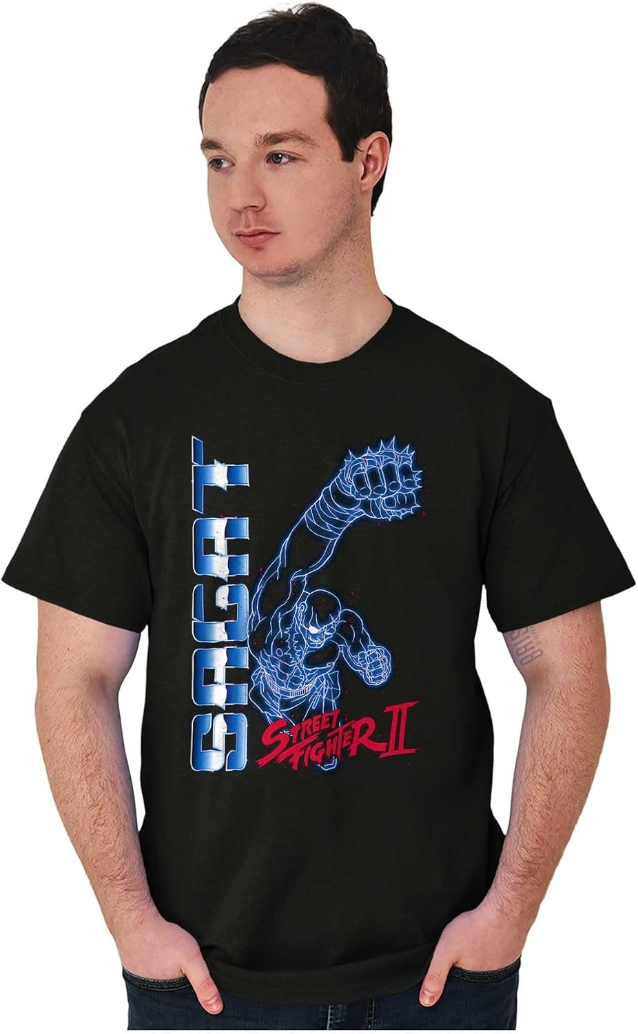 image:imageStreet Fighter II Neon Video Game Character Graphic T Shirt Men or WomenBlack Sagat