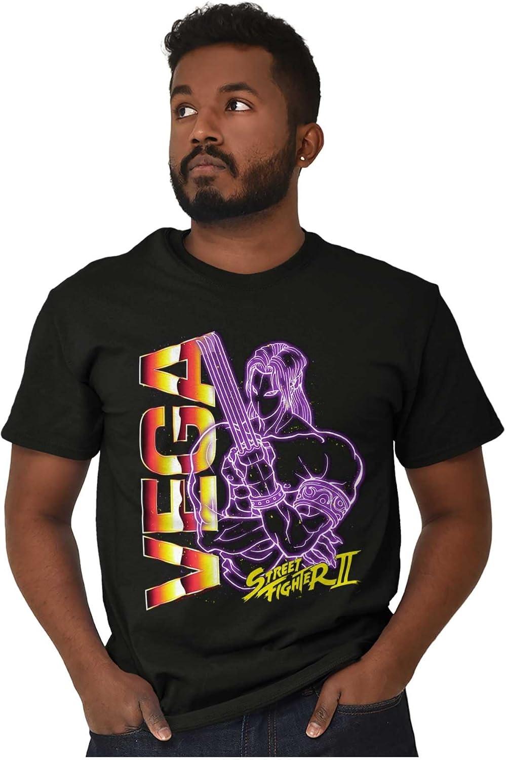 image:imageStreet Fighter II Neon Video Game Character Graphic T Shirt Men or WomenBlack Vega